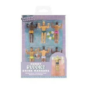 Hunky Buddies  Drink Markers Party Companions 6pk Brand New Wingmen Beverage